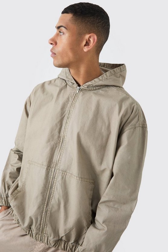 Twill Overshirt mit Plaketten-Detail und Kapuze