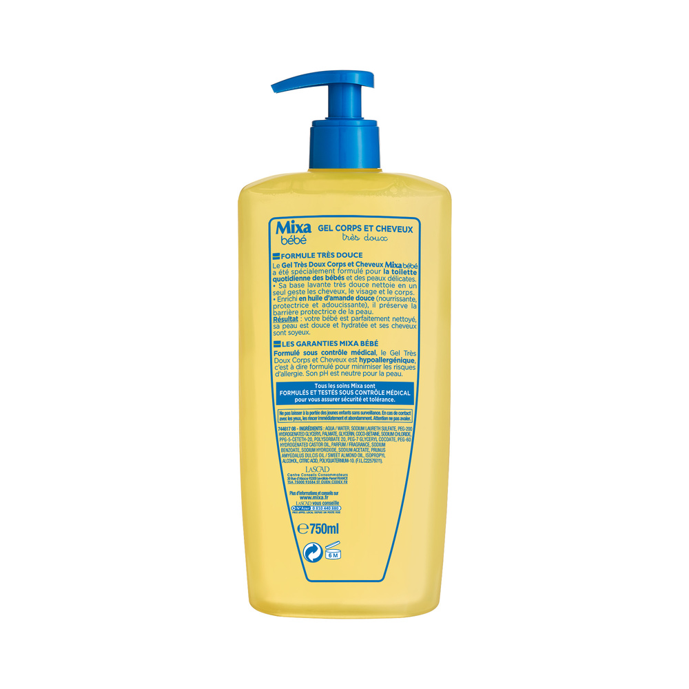 mixa Bébé Gel Très Doux 2 En 1 Corps et Cheveux