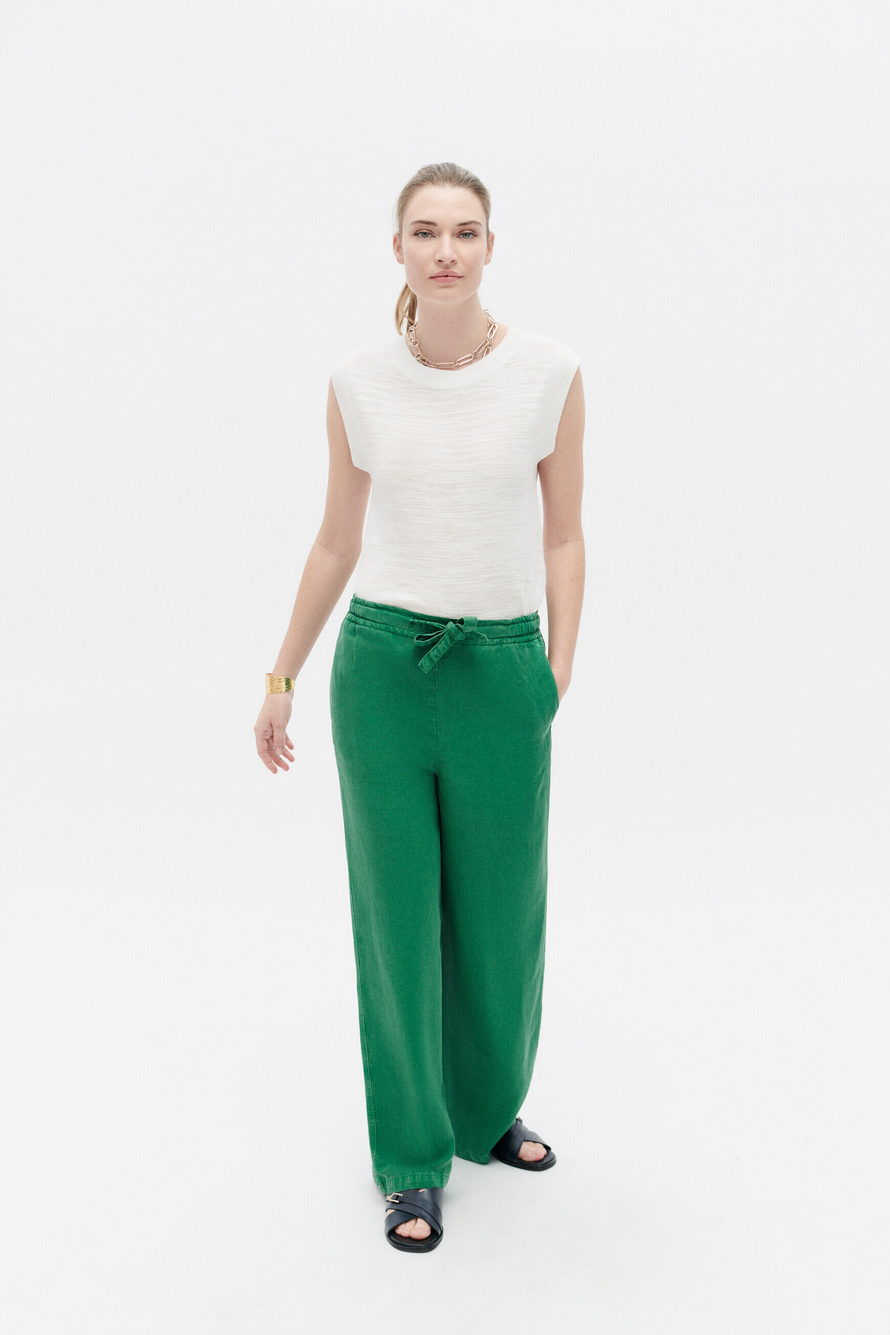 Pantalon pbergame vert menthe femme