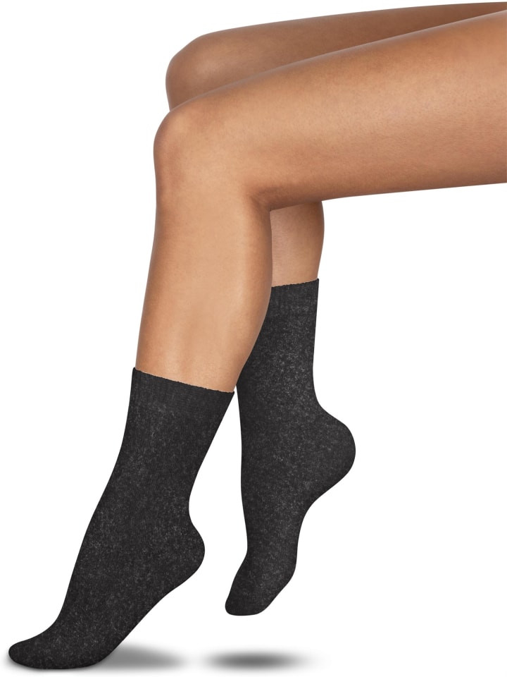 normani 3 Socken aus Cashmere und Merinowolle mit Komfortbund in Anthrazit günstig kaufen