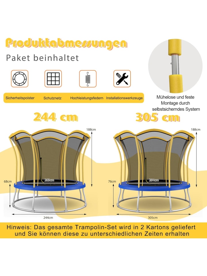 COSTWAY φ304cm Gartentrampolin in Gelb günstig kaufen onesize