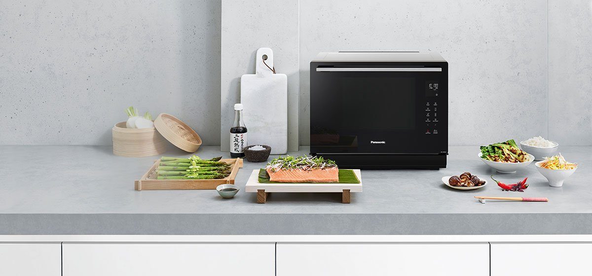 Panasonic Mikrowelle NN-CS89LBGPG, Dampfgarfunktion, Grill und Heißluft, Mikrowelle, 31 l