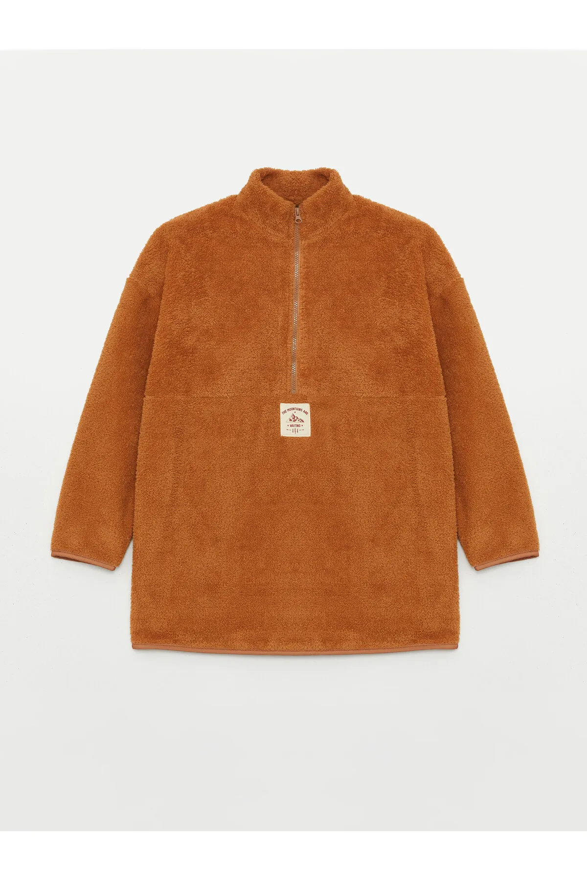 LC Waikiki  Bedruckte, langärmlige Oversize-Damentunika mit hohem Kragen