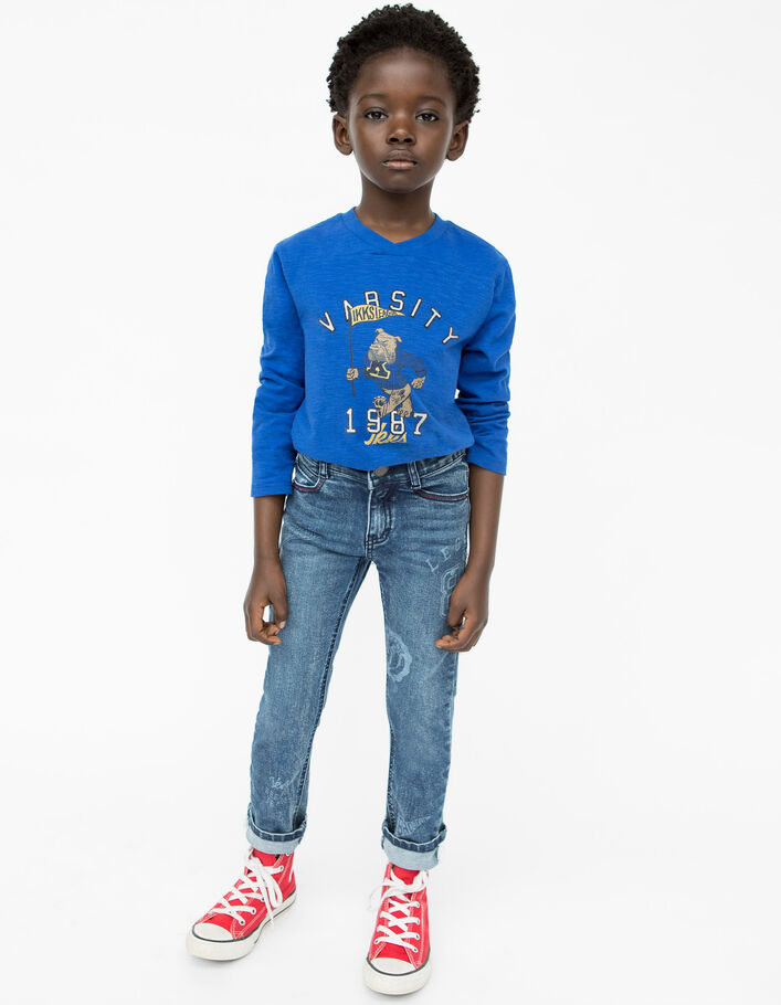 Jean SLIM bleu avec print garçon