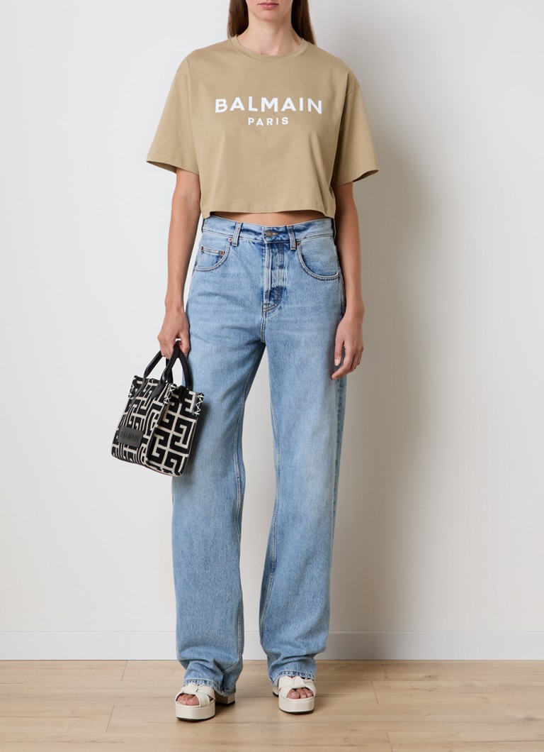 Balmain Cropped T-shirt made of organic cotton with logo print