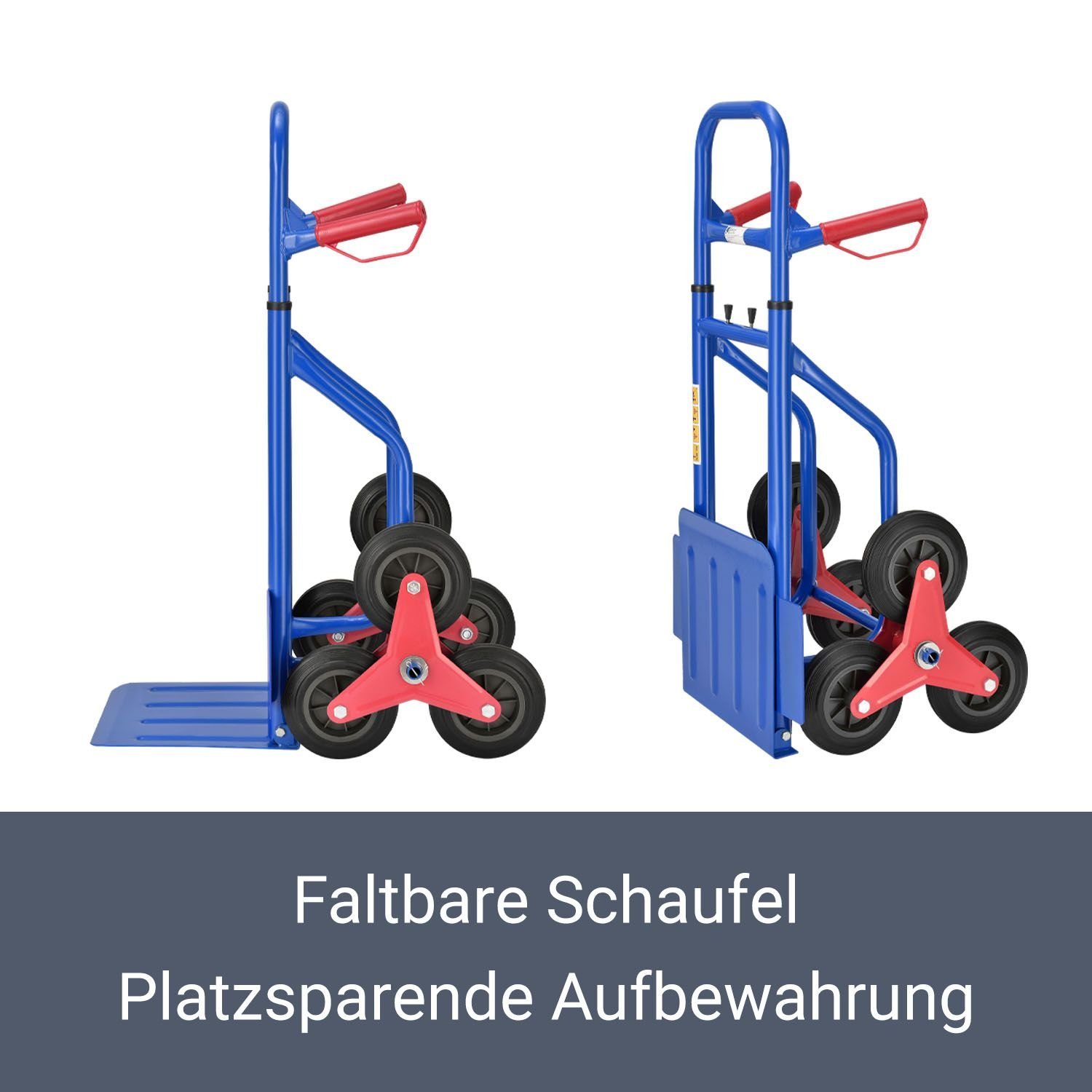 Juskys Treppensackkarre Treppensackkarre, klappbar Treppensteiger, Hartgummireifen, Stahlrahmen, bis 100 kg