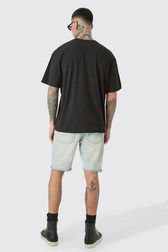 Tall schwarzes Oversize T-Shirt mit Kreuz-Stickerei