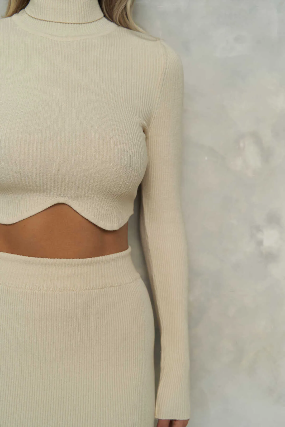 MCLLCTN  Oasis Beige Rollkragenpullover-Strickset
