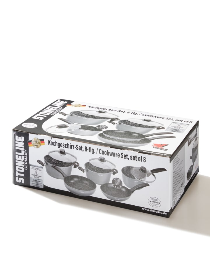 Stoneline Kochgeschirr-Set 8-teilig 18/20/24 | mit Deckeln in Anthrazit günstig kaufen onesize