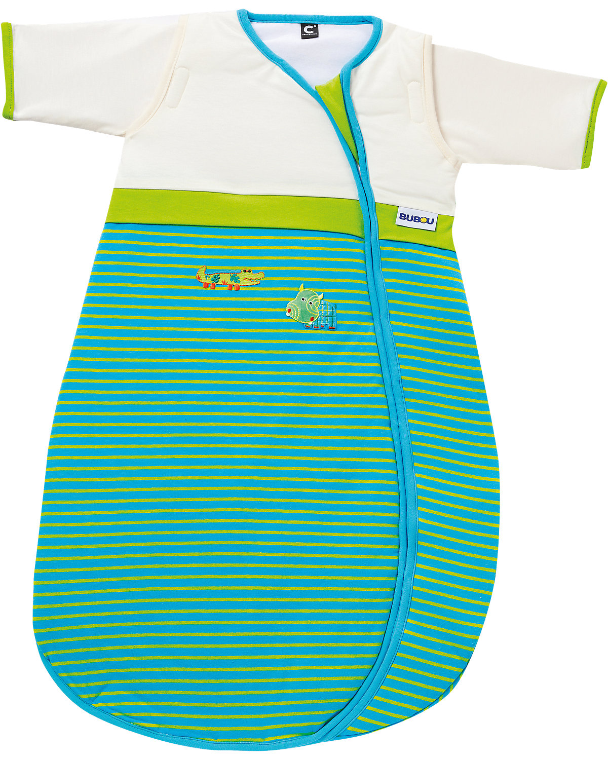 Schlafsack Bubou, Krokodil, gestreift blau/grün