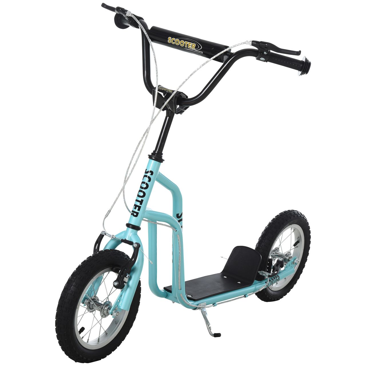 HOMCOM Kinderroller Lenker Verstellbar Scooter Tretroller Cityroller Kinder Roller Kickboard mit Luftreifen 12 Zoll ab 5 Jahre Blau 120 x 58 x 75-80 cm