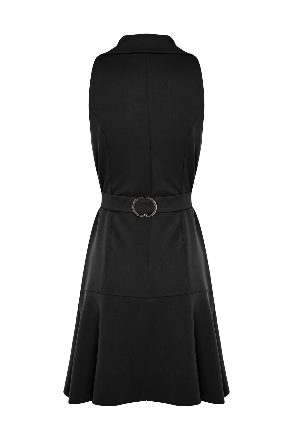 Trendyol Collection  Schwarzes, gewebtes Kleid mit Kragen, Miniausschnitt und Fensterdetail TWOSS23EL00608