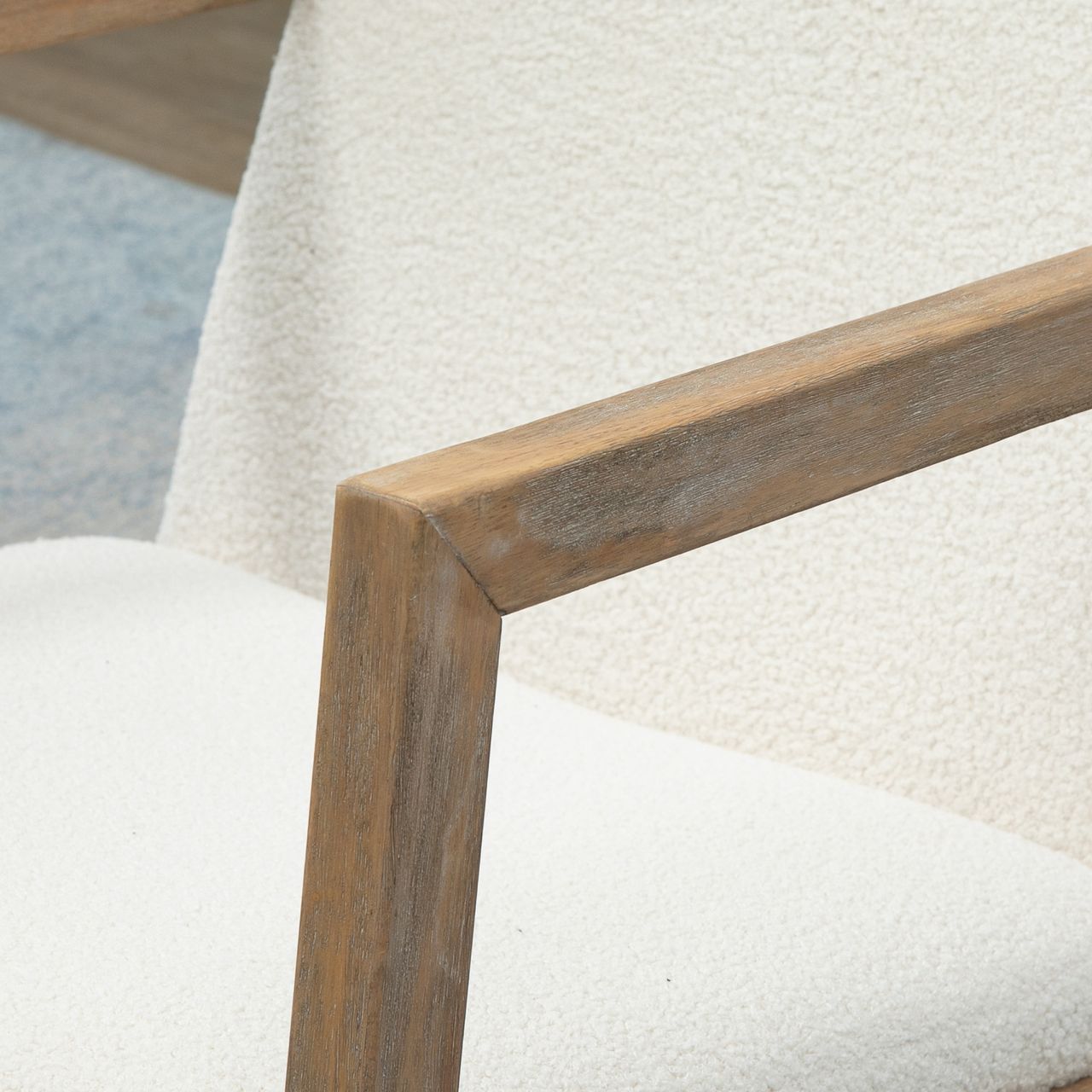 HOMCOM Schaukelstuhl mit Holzrahmen gepolstert Relax Stuhl Sessel Stuhl Wohnzimmersessel Lounge mit gepolsterter Sitzfläche Kautschukholz Cremeweiß 60 x 81 x 71 cm