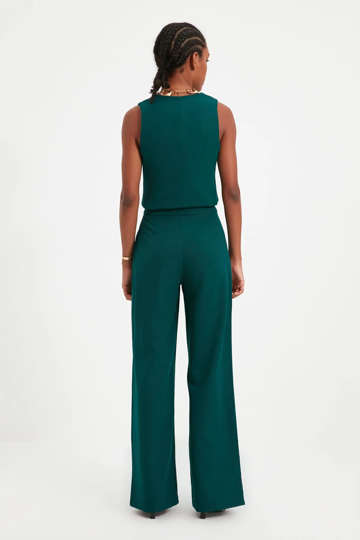 Trendyol Collection  Grüne Hose mit weitem Bein/Plissee mit weitem Bein und gewebtem Stoff TWOSS21PL0189