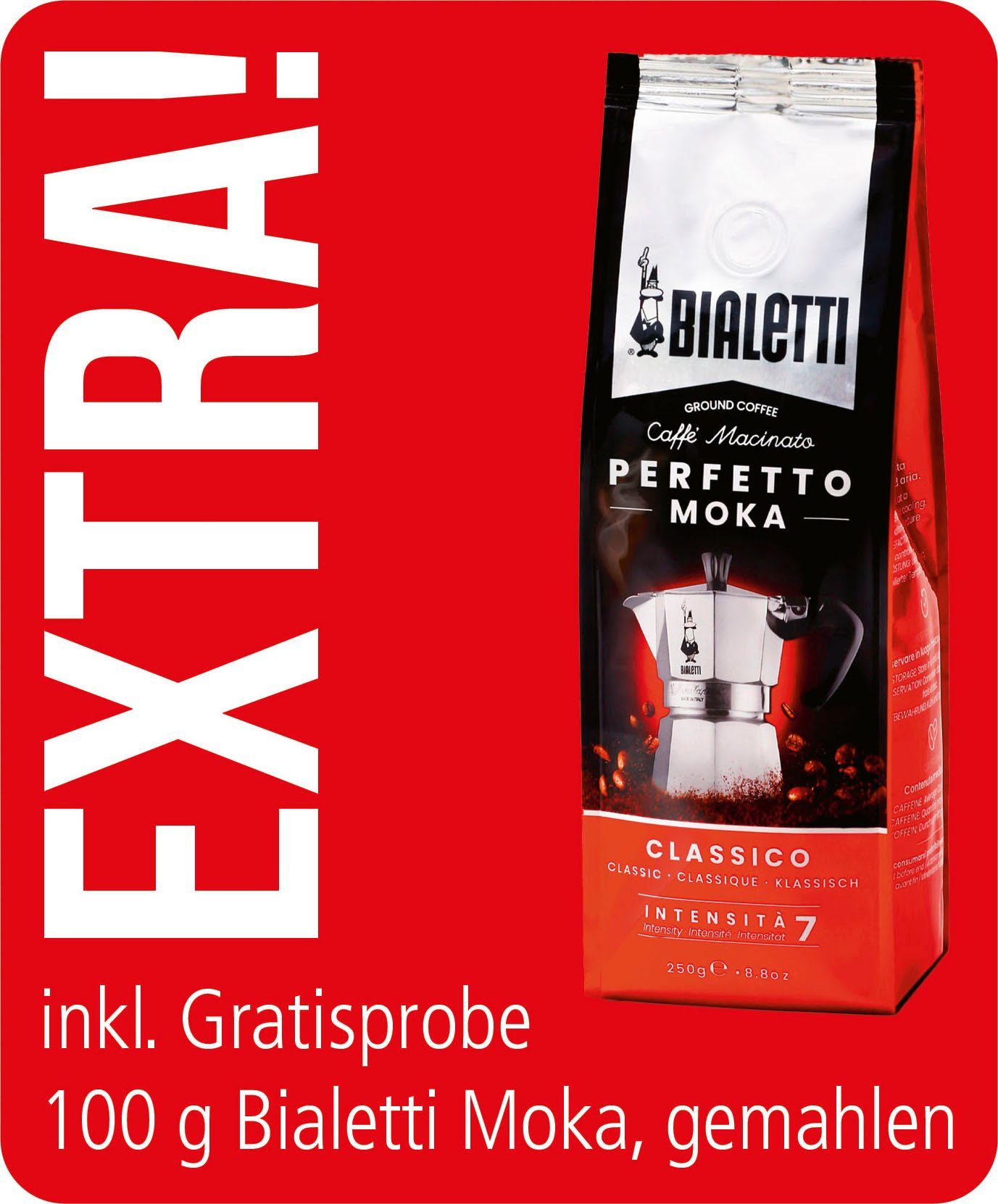 Rommelsbacher Einzelkochplatte Geschenk-Set: Original Bialetti Moka Kanne Brikka + Reisekochplattea
