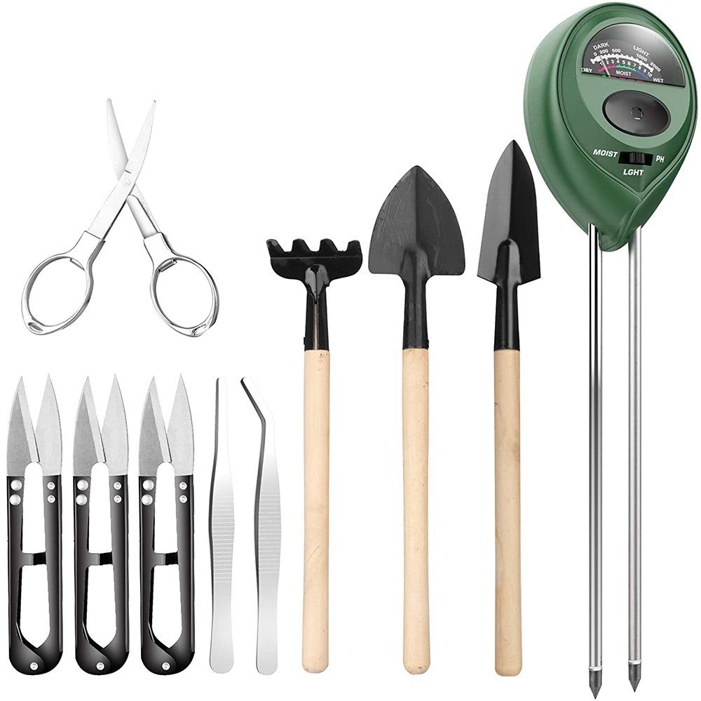 FeelGlad Bodenthermometer Bonsai-Werkzeuge, Feuchtigkeitssensor, 10-tlg.
