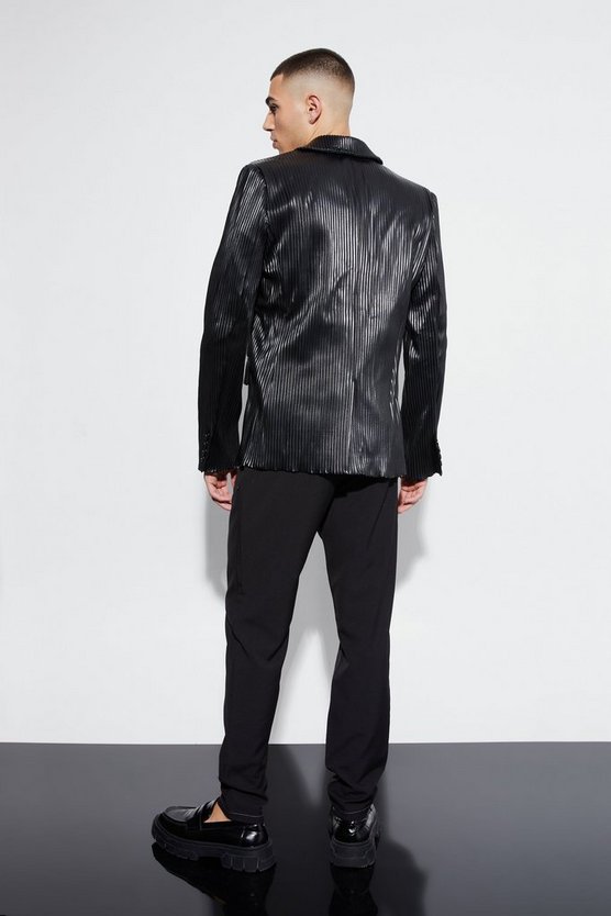 Slim-Fit PU-Anzugjacke