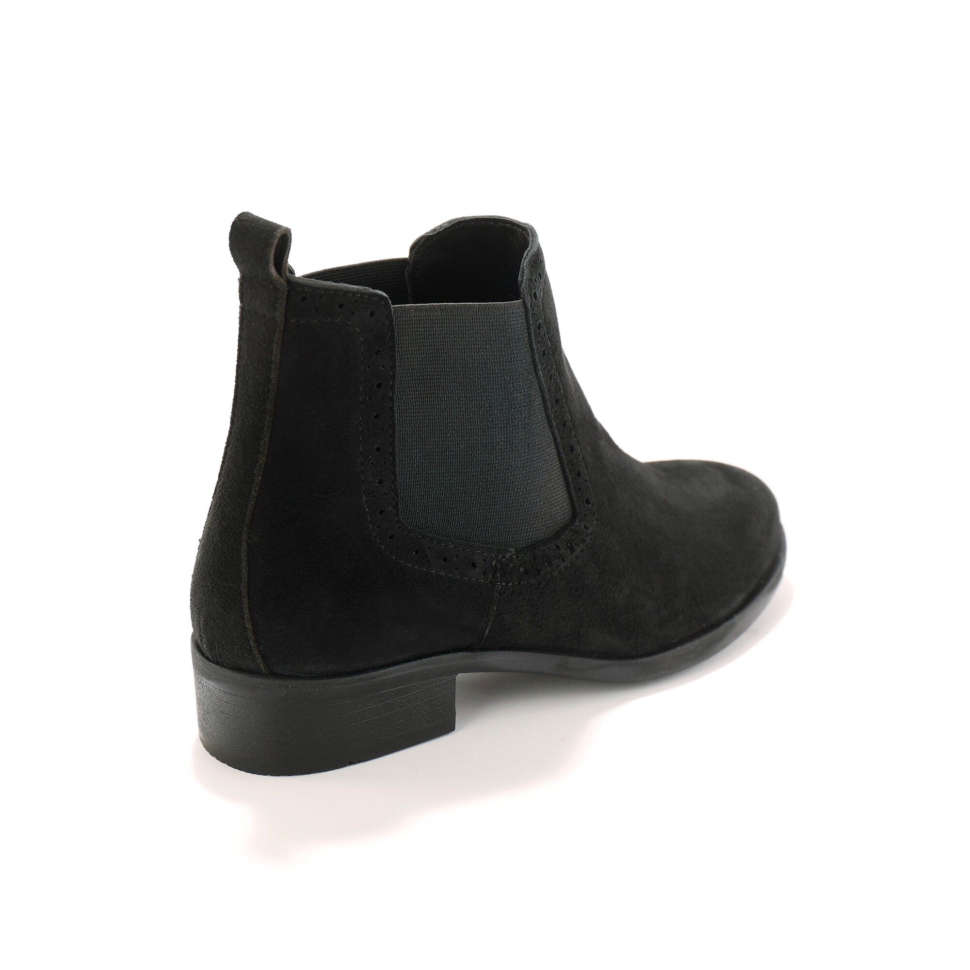 Boots élastiquées perforées Chelsea en croûte de cuir