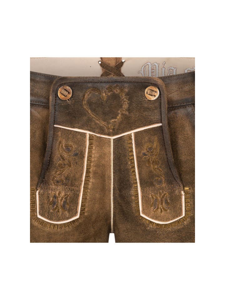 Nübler Lederhose Hotpants Tamara in Tabak Braun günstig kaufen