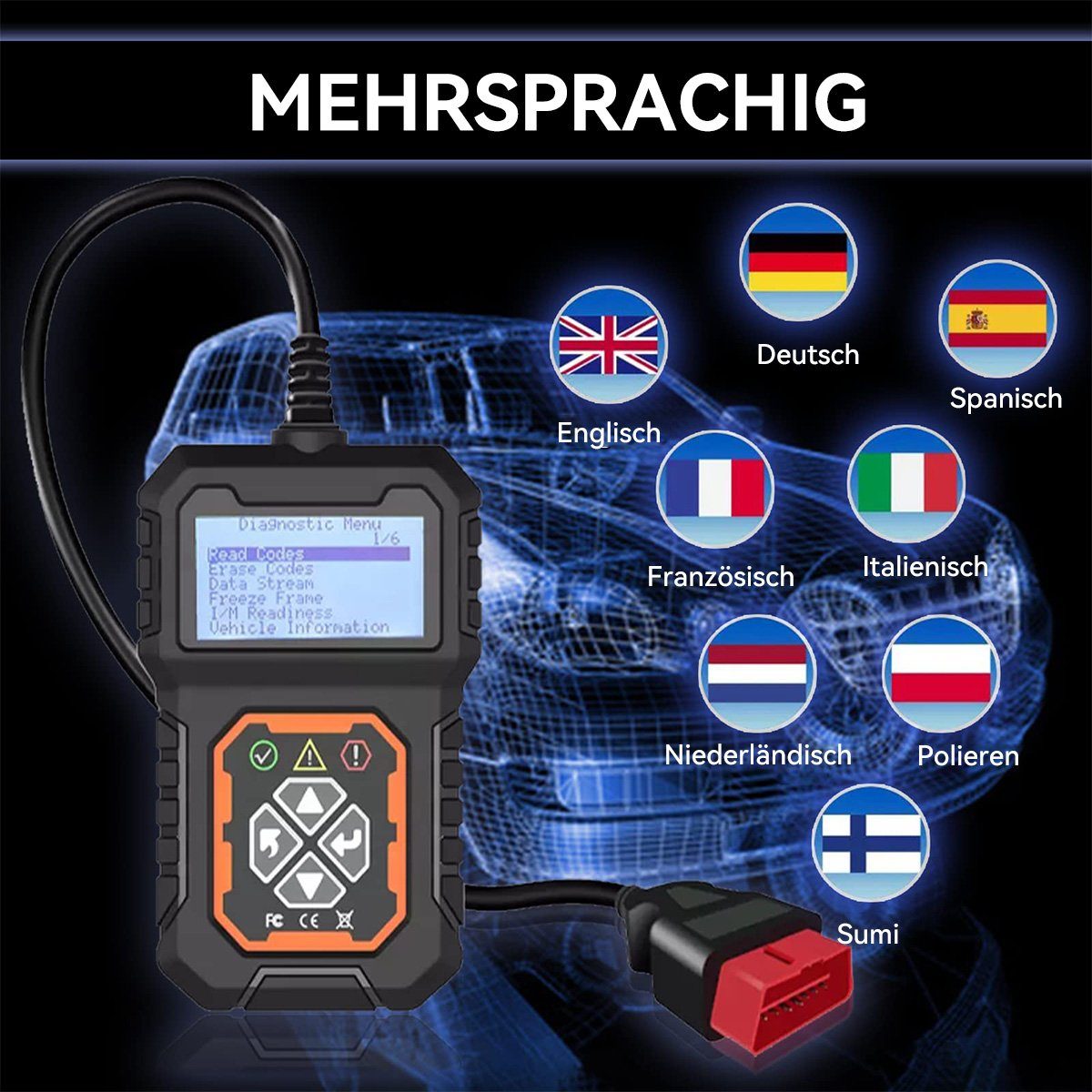 Welikera OBD2-Diagnosegerät OBD2-Diagnosegerät, für alle OBD2 Protokollautos diagnostizieren