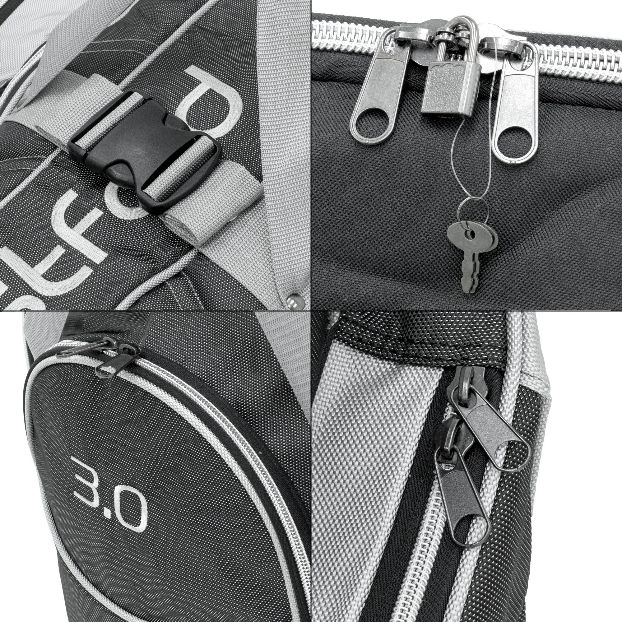 ECD Germany Golftrolley Reisetasche Cart Bag Golftasche Golfbag Standbag Golfreisebag Cartbag, Fast Fold Unisex 3.0 Schwarz/Silber Reißverschlusstaschen Tragegriffe
