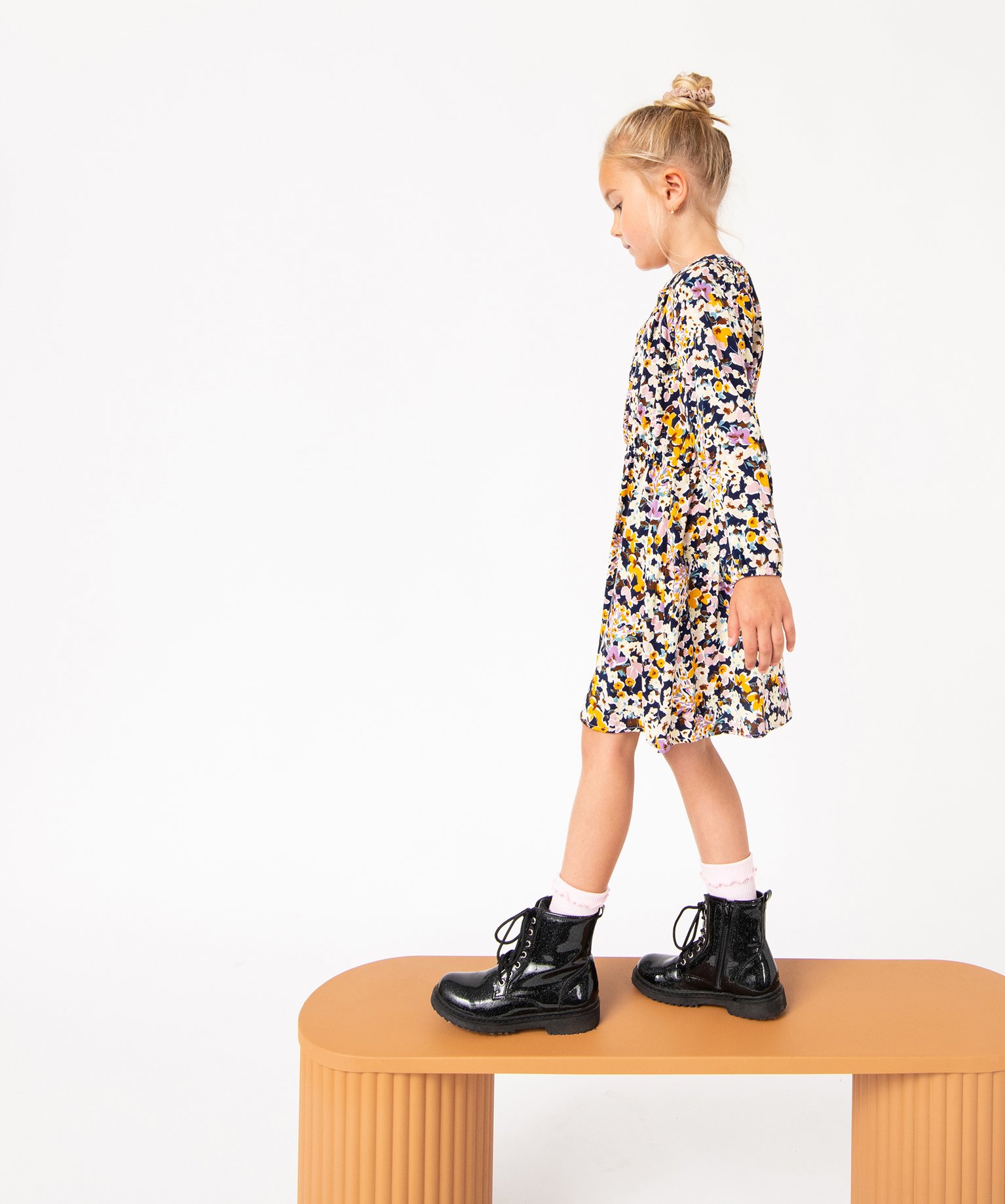 Robe à manches longues à motifs fleuris fille multicolore | GEMO