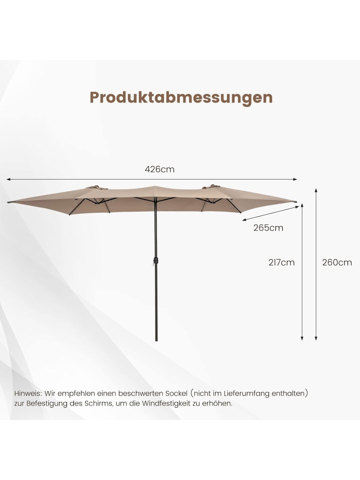 COSTWAY Doppelsonnenschirm 426x265cm in Braun günstig kaufen onesize