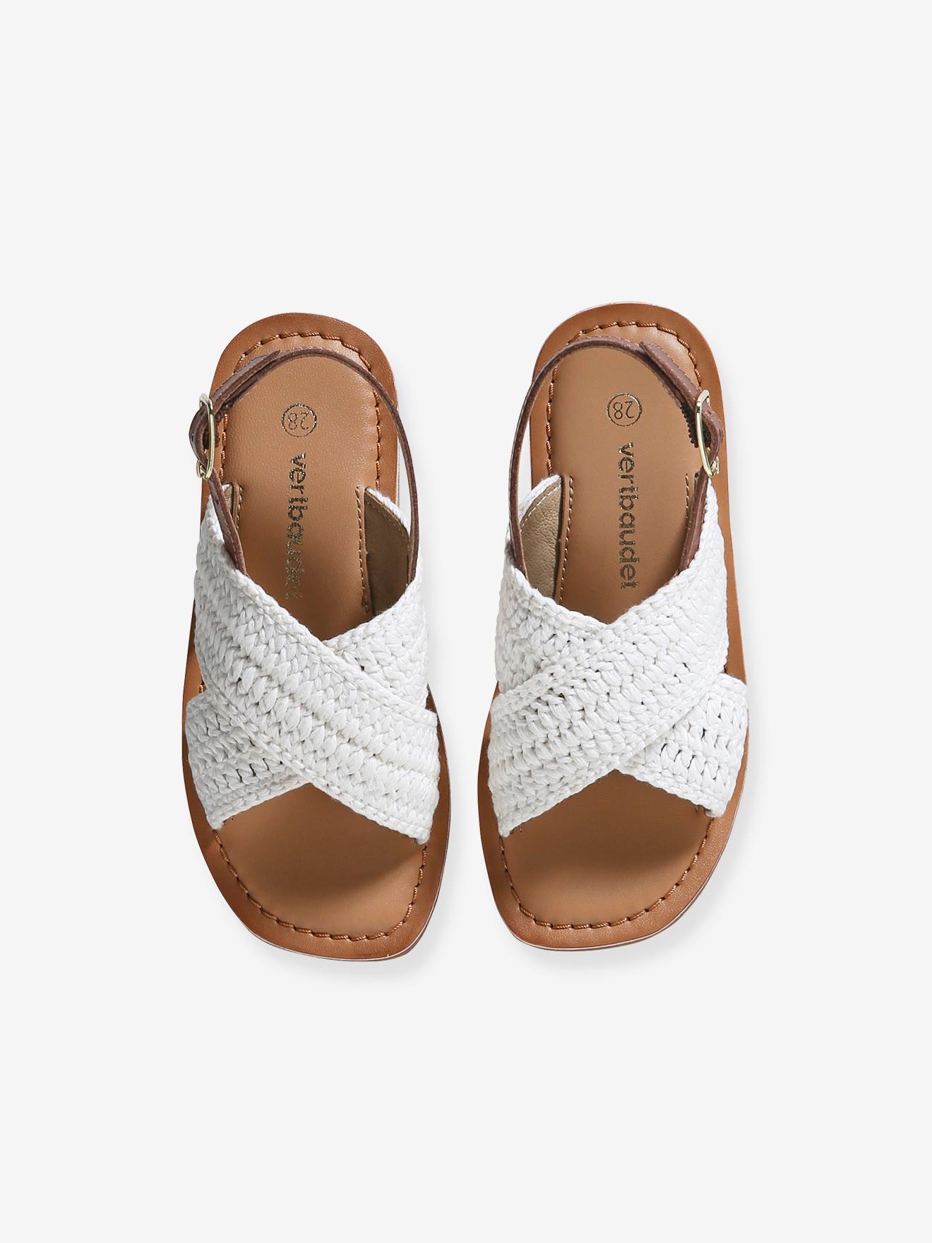 Vertbaudet Kinder Sandalen mit überkreuzten Riemen - wollweiß