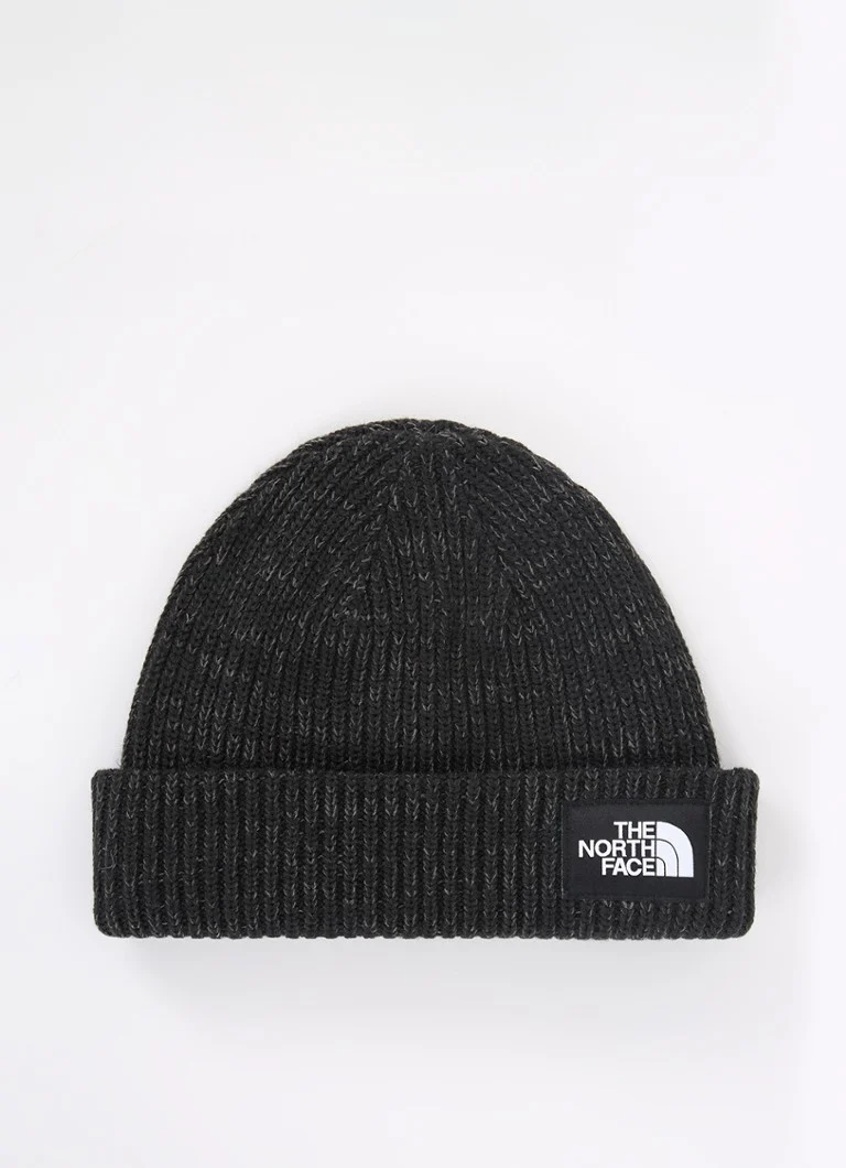 Gorro de malha canelada The North Face com logotipo.