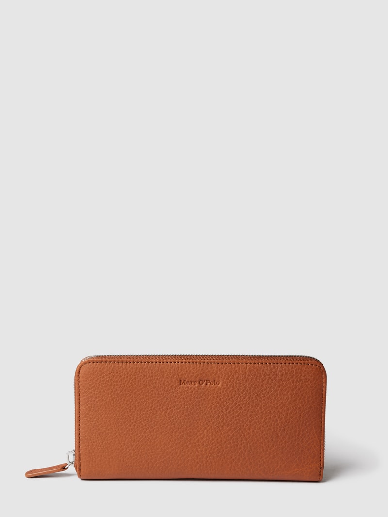 Portemonnaie mit Label-Detail Modell 'Emilie' in cognac