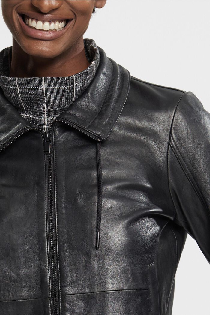Lederjacke mit Kordelzug