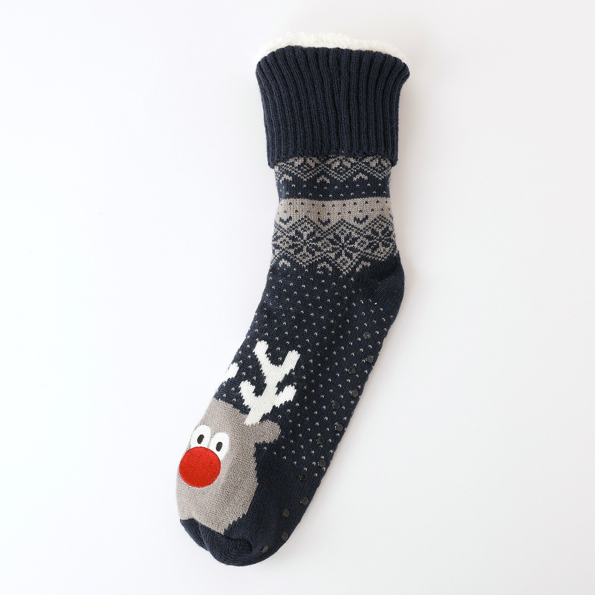 Chaussons-chaussettes fourrés antidérapants