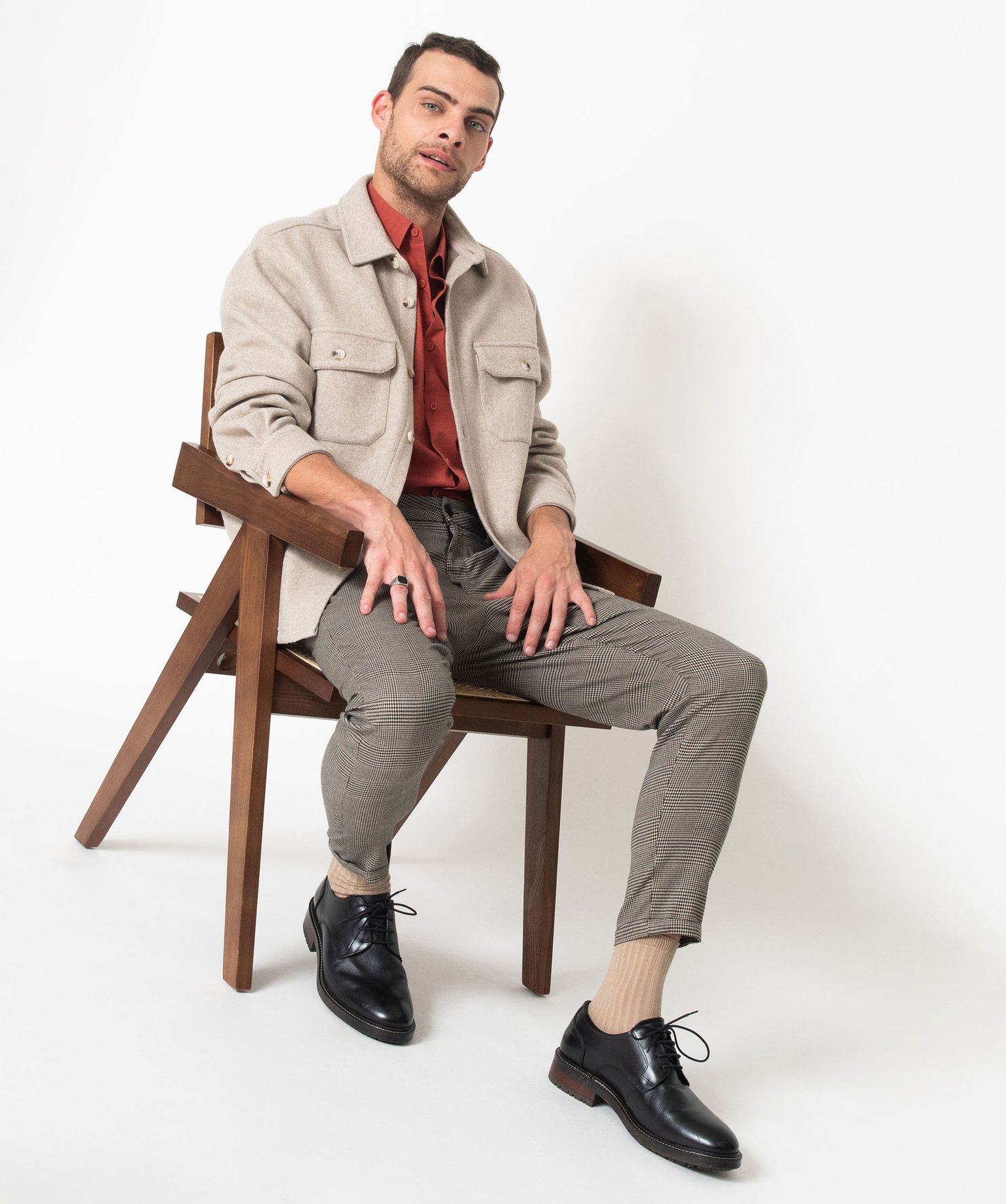 Chemise à manches courtes en coton léger homme violet | GEMO
