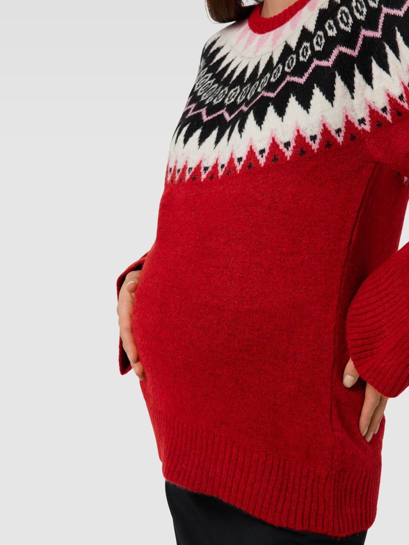 Umstands-Strickpullover mit Norwegermuster Modell 'LELI' in rot