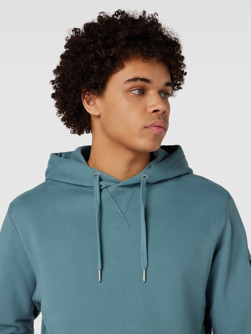 Hoodie mit Label-Detail in rauchblau
