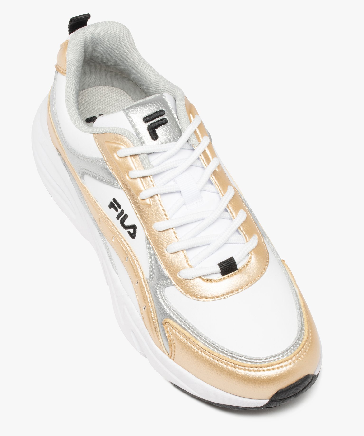 Baskets femmes à lacets avec contrastes métallisés - Fila blanc | GEMO
