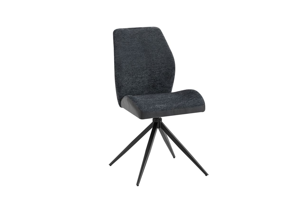 byLiving SNAP Stuhl, 2er Set, Metallgestell schwarz pulverbeschichtet, Bouclè-Vintage anthrazit
