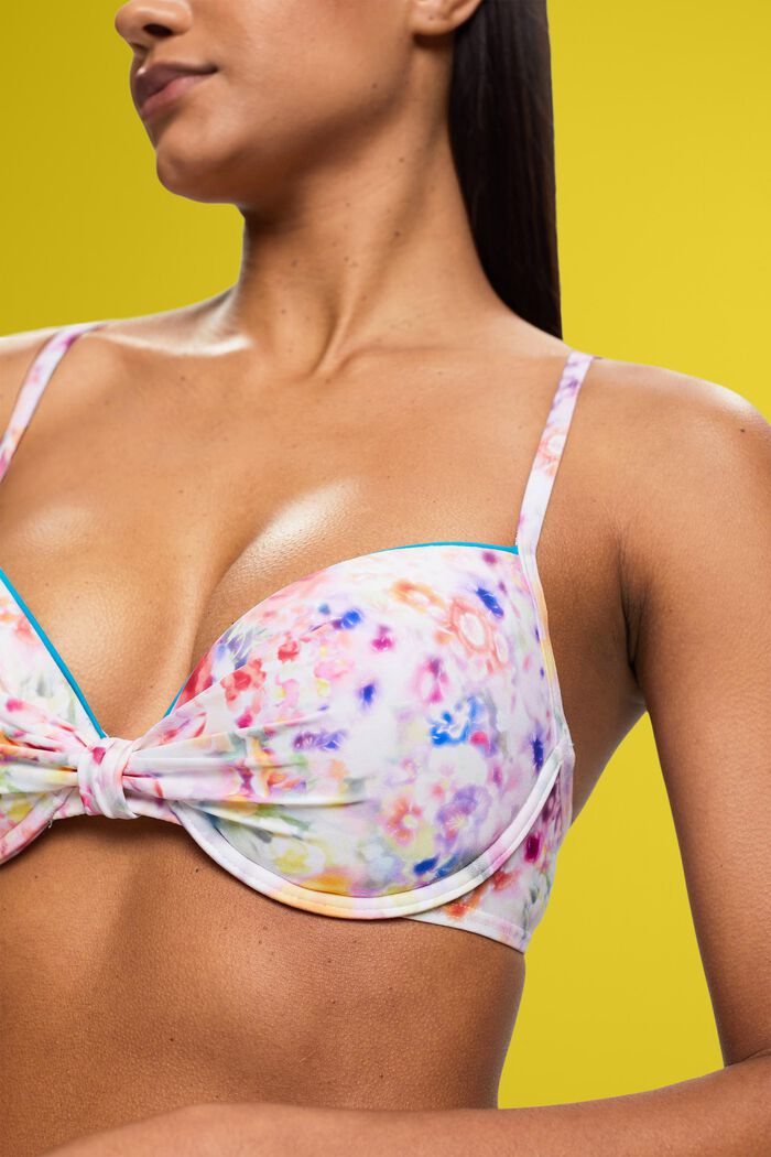 Wattiertes Bikinitop mit Bügel-Cups und Blümchenprint