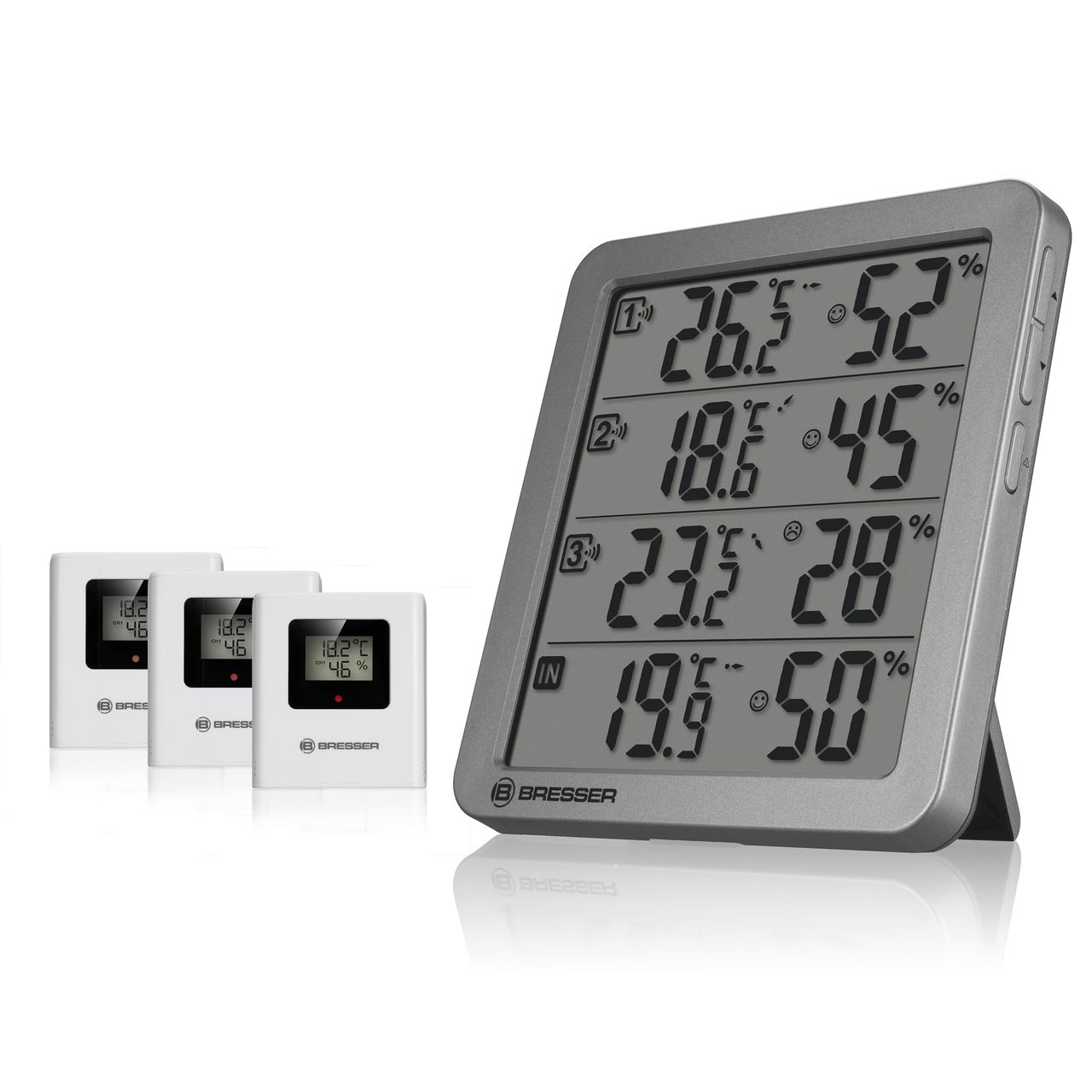 Bresser Quadro NV Thermo-/ Hygrometer anthrazit Zimmerthermometer Luftfeuchtigkeitsmessgerät