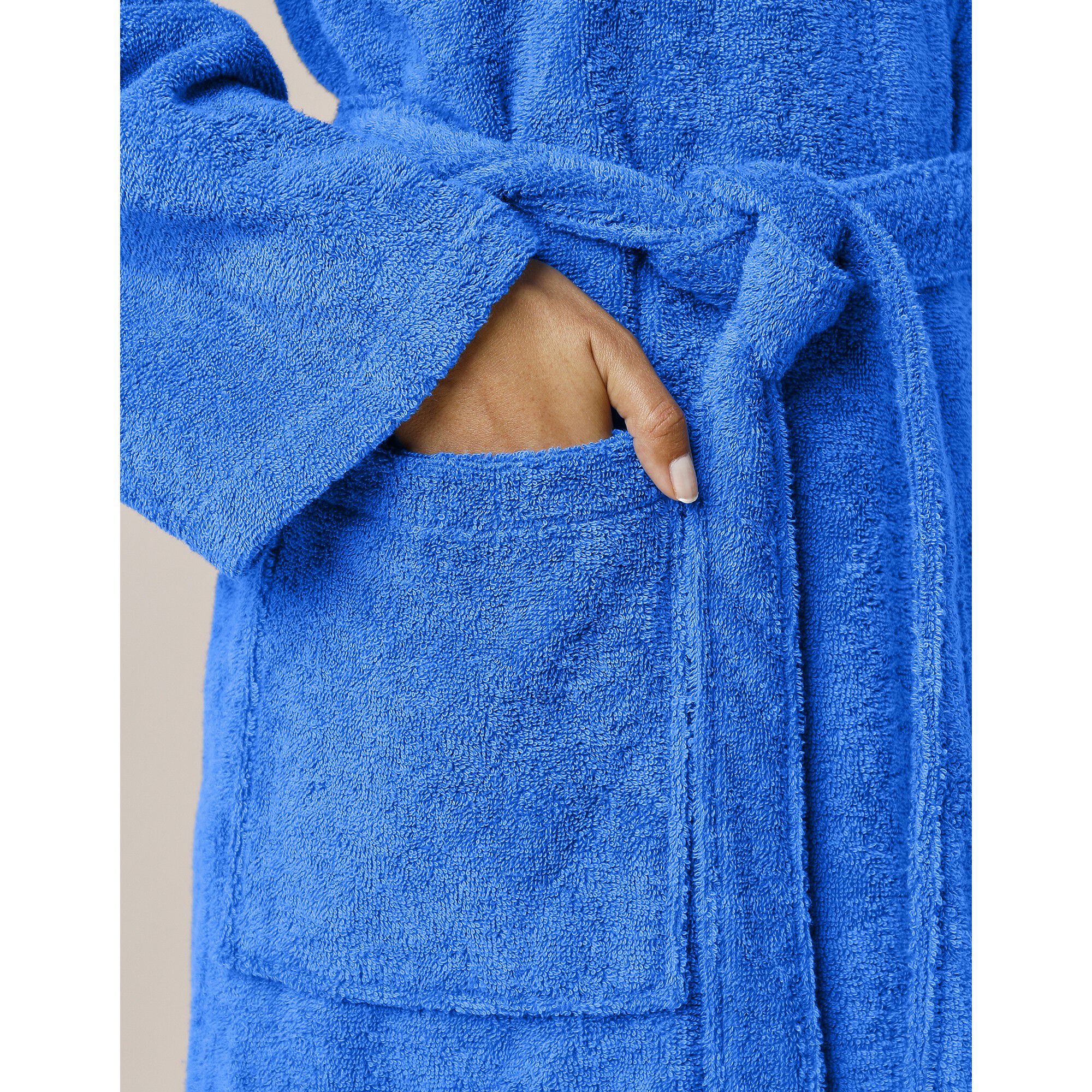 Peignoir mixte adulte uni coton éponge bouclette col kimono personnalisé