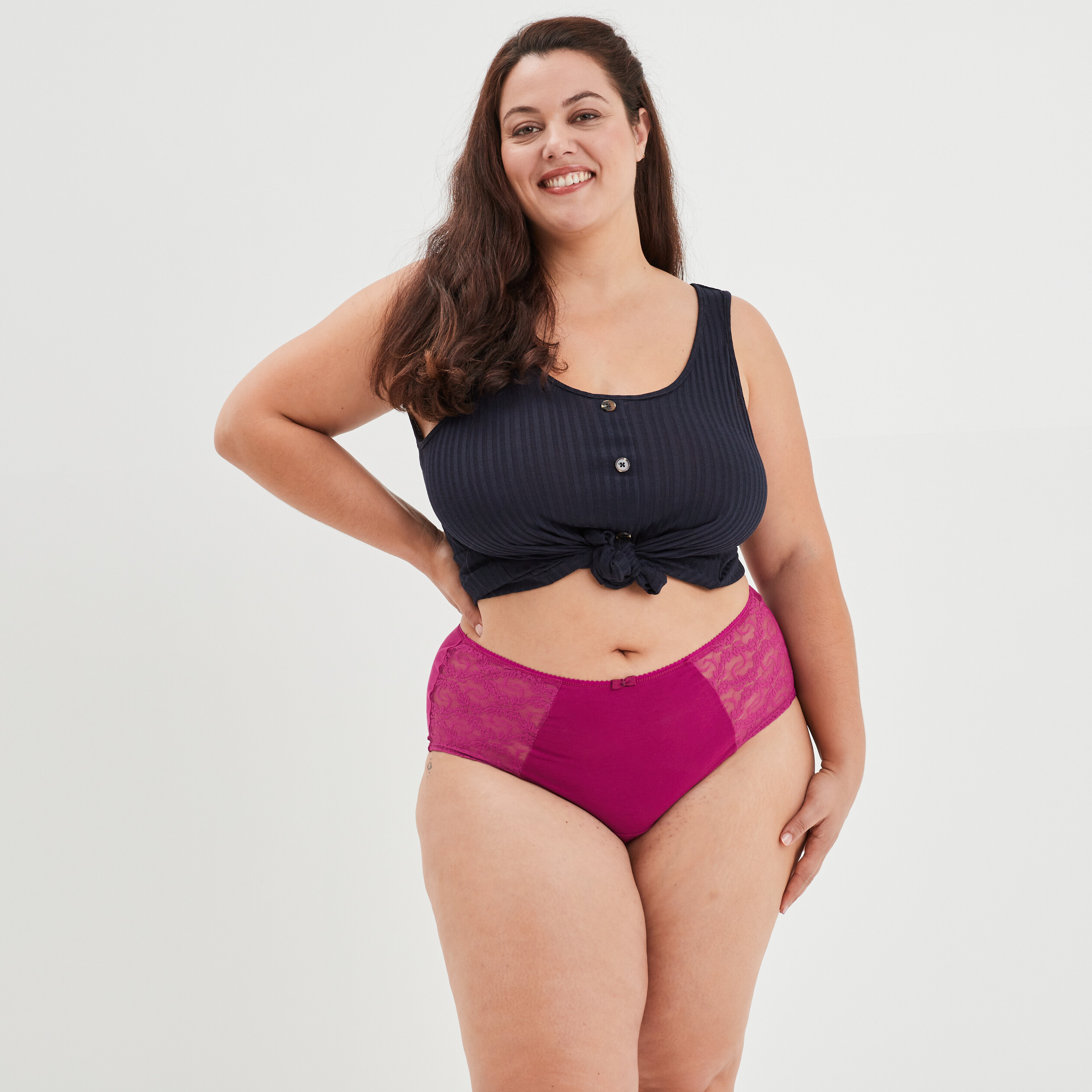 Shorty en coton violet femme grande taille | La Halle