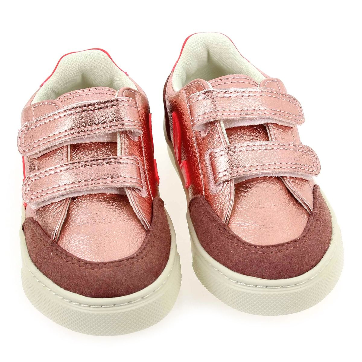 Veja  SMALL V12 VELCRO - Rose Fluo