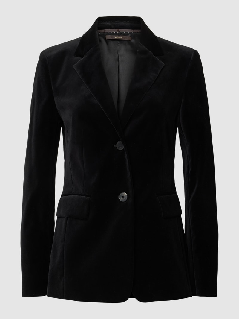 Blazer in Samt-Optik in schwarz