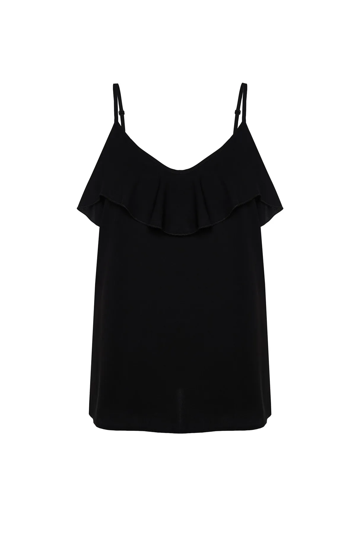 Trendyol Curve  Schwarze gewebte Bluse mit Volantkragen TBBSS22AF0023