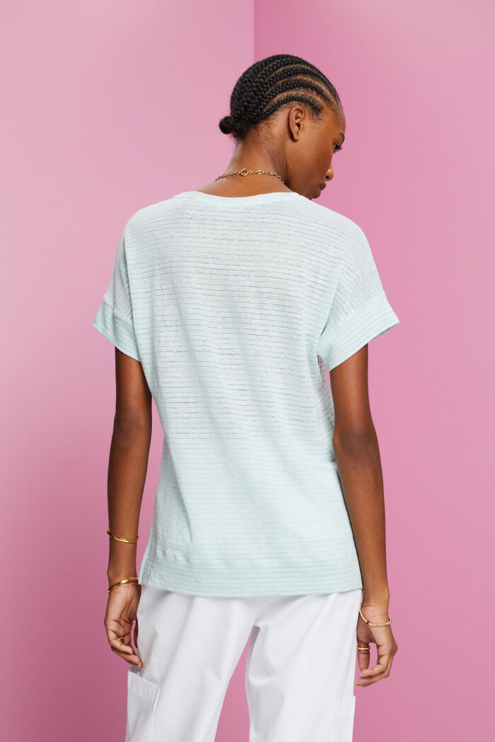 Leinen-T-Shirt mit Glitzerstreifen