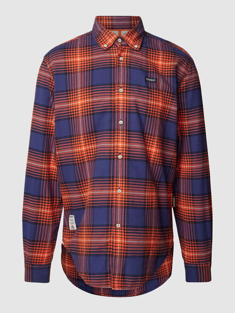 Freizeithemd mit Karomuster und Button-Down-Kragen in orange