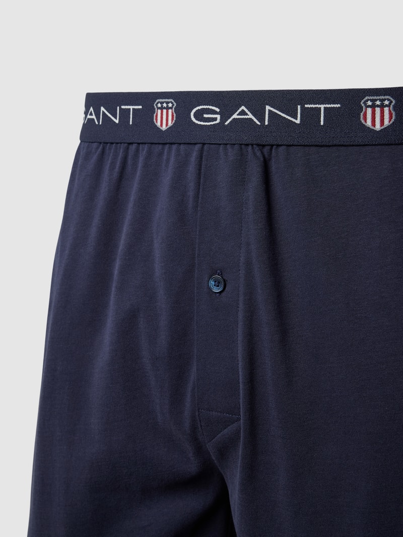 Pyjama-Hose mit elastischem Label-Bund Modell 'SHIELD' in marineblau