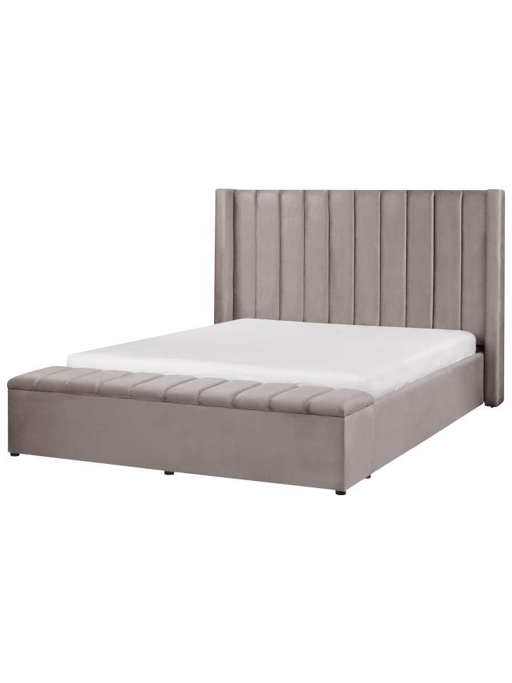 Beliani Doppelbett NOYERS in Grau - (W) 190 x (H) 132 x (L) 247 cm günstig kaufen onesize