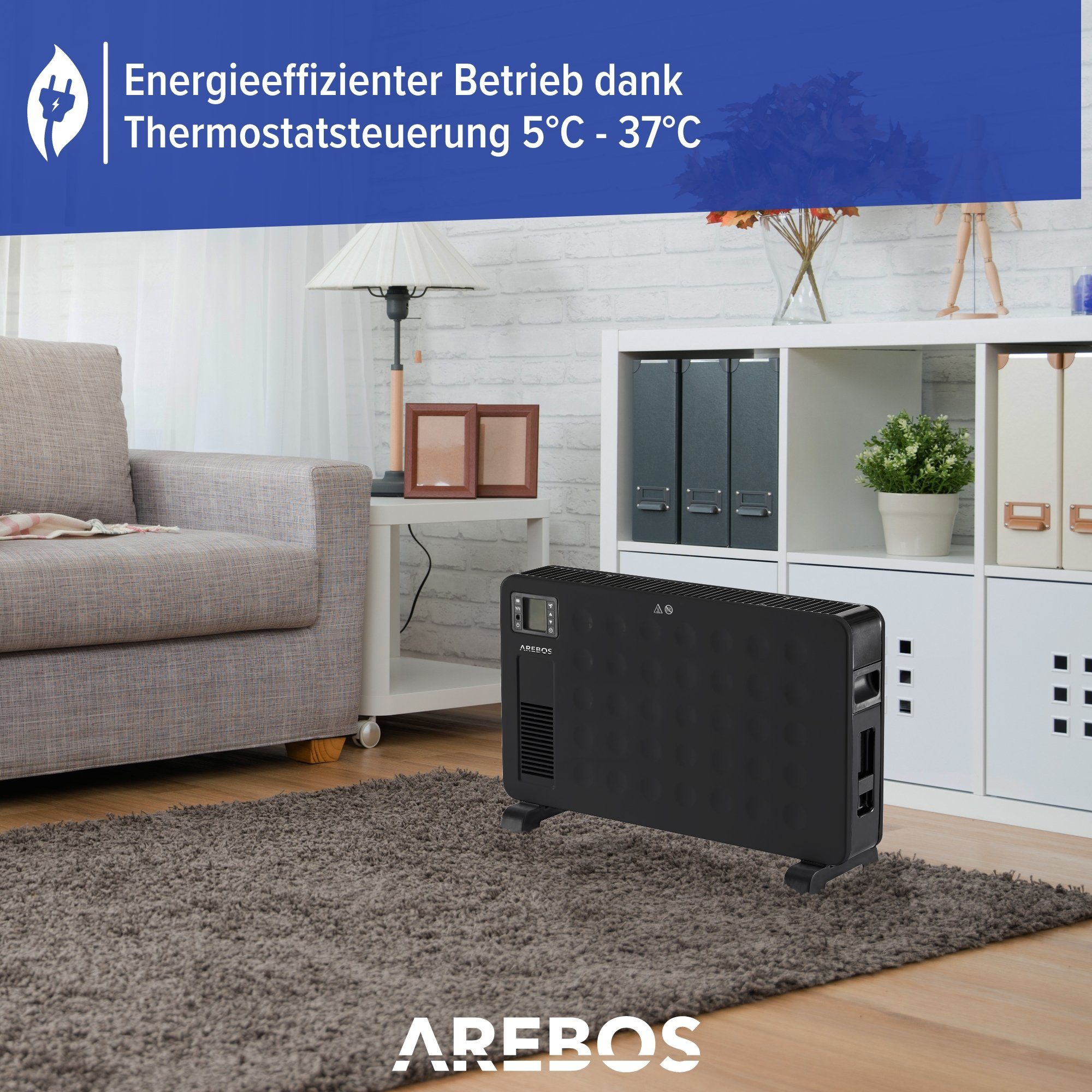 Arebos Konvektor mit 3 Heizstufen, 2300 W, in 2 Farben