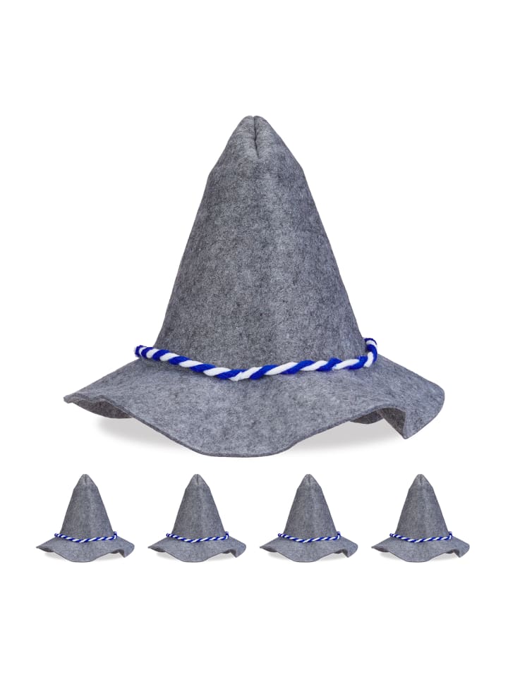 relaxdays 5 x Seppelhut in Grau / Blau günstig kaufen onesize